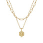 M MOOHAM Dainty Initial Necklaces for Women, 14K-Gold-Plated Layering Necklace for Women Cute Hexagon Letter Initial Necklace Layered Necklaces for Womens Teen Girl Gifts