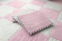 7DAY'S 40pcs 30x30cm DIY Nordic Floor Mat Splicing Carpet Plush Velvet Bedroom Rooms Pink Mat Puzzle Plush Mats Interlocking Carpet Tiles for Commercial and Home