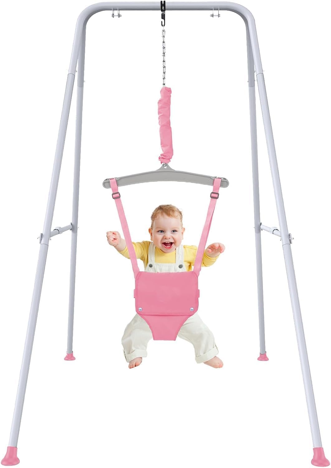 Baby Jumper with Stand, Toddler Swing Set forIndoor/Outdoor Play, Jumper for Baby 6-24 Months,Baby Jumpers and Bouncers with Adjustable Chain,Easy to Assemble & Store