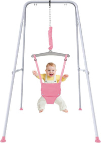 Baby Jumper with Stand, Toddler Swing Set forIndoor/Outdoor Play, Jumper for Baby 6-24 Months,Baby Jumpers and Bouncers with Adjustable Chain,Easy to Assemble & Store