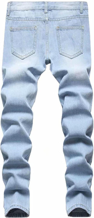 HENGAO Boy's Distressed Ripped Skinny Jeans