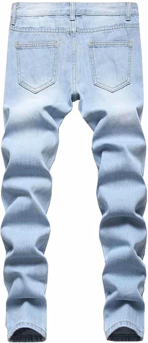 HENGAO Boy's Distressed Ripped Skinny Jeans