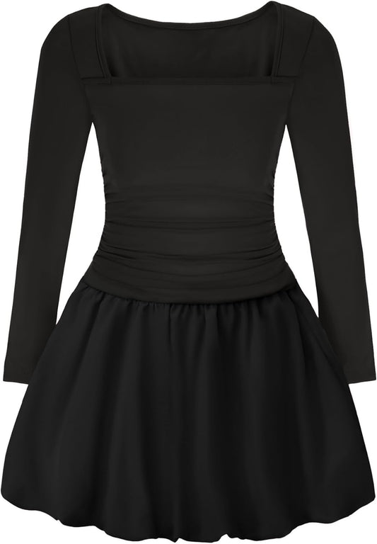 EXARUS Girls Dress Off The Shoulder Bodycon/Bubble Long Sleeve Teen Ruched Homecoming Dance Party Prom Tween Dresses