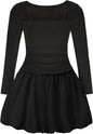 EXARUS Girls Dress Off The Shoulder Bodycon/Bubble Long Sleeve Teen Ruched Homecoming Dance Party Prom Tween Dresses