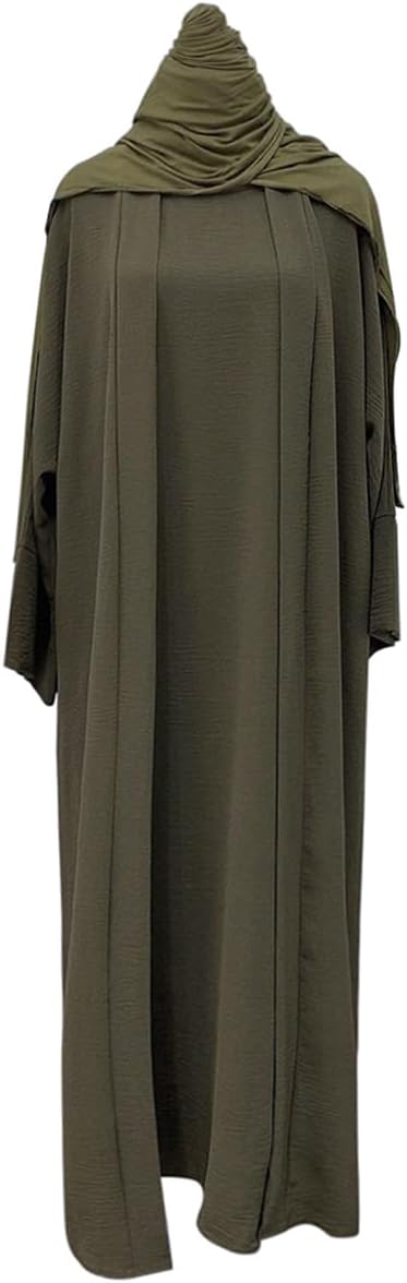 2PCS Women's Muslim Dresses Abaya Islamic Dubai Prayer Dress Robe Long Cardigan Maxi Dress