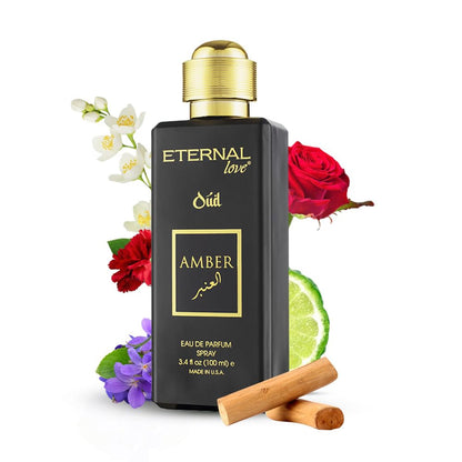 Eternal Love Amber Oud - Long Lasting Unisex Eau de Parfum - Warm Woody Oriental Fragrance with Oud & Amber - Dubai Inspired Arabic Scent - 3.4oz