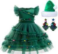 keaiyouhuo Girls Christmas Tree Dress Costume Kid Xmas Outfit with Accessories