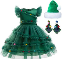 keaiyouhuo Girls Christmas Tree Dress Costume Kid Xmas Outfit with Accessories