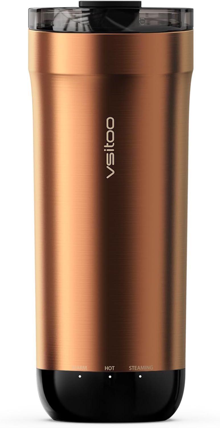 VSITOO S5 heated travel mug,16oz, Auto-Sensing AI Heats Drinks To 120-150°F Hands-Free. Temperature Control for All Cars, Perfect for Home/Office/Travel/Outdoor, Ideal Gift for Coffee Lovers - Red