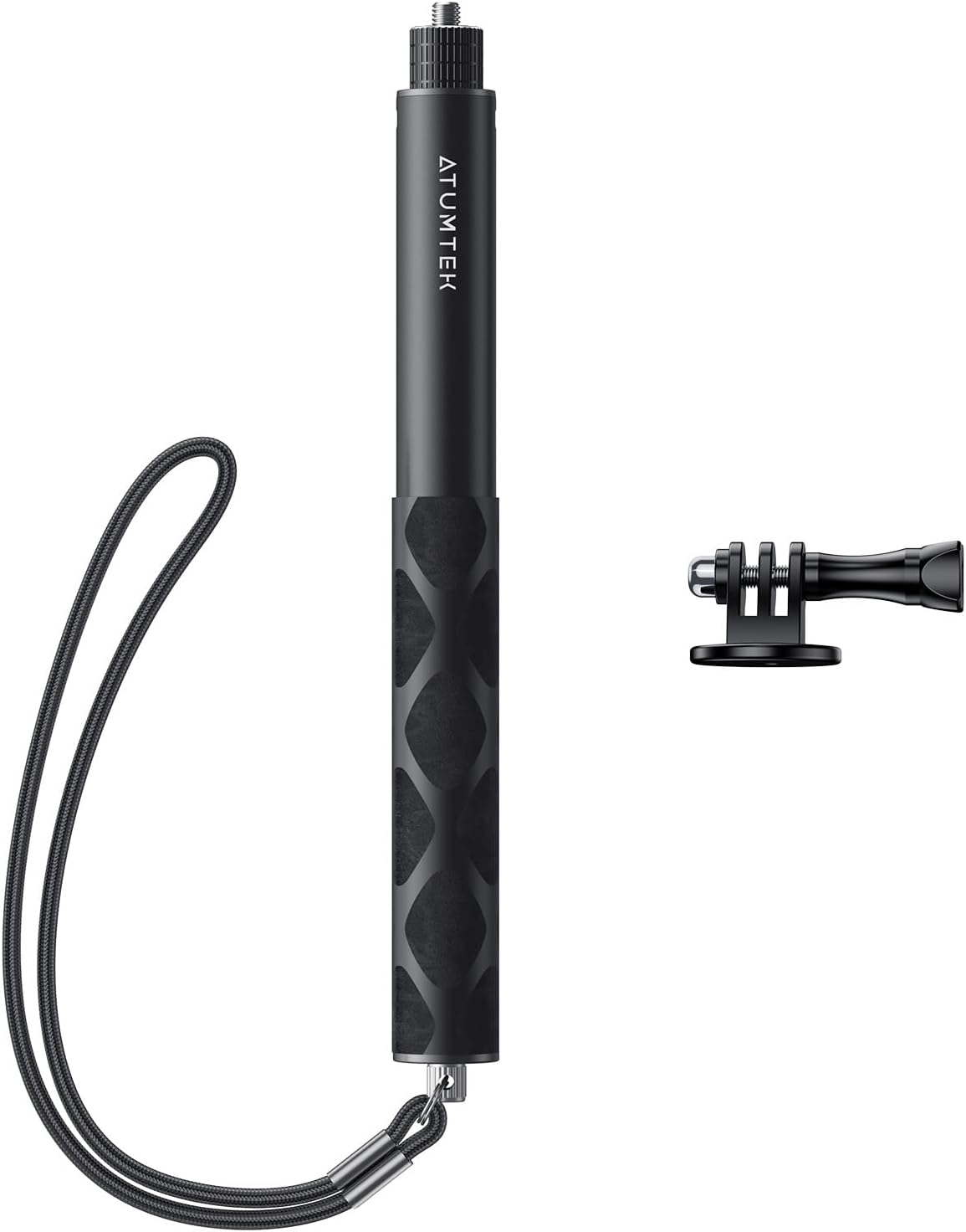 ATUMTEK 45" Invisible Selfie Stick, 1/4" Extended Monopod Pole, Solid and Compact Design for Insta360, for GoPro, DJI, Action Camera (Buckle Mount for GoPro and Wrist Strap Included)