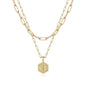 M MOOHAM Dainty Initial Necklaces for Women, 14K-Gold-Plated Layering Necklace for Women Cute Hexagon Letter Initial Necklace Layered Necklaces for Womens Teen Girl Gifts