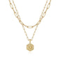 M MOOHAM Dainty Initial Necklaces for Women, 14K-Gold-Plated Layering Necklace for Women Cute Hexagon Letter Initial Necklace Layered Necklaces for Womens Teen Girl Gifts