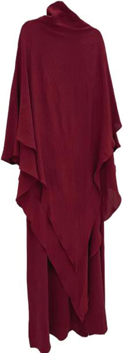 Women Prayer Dress Muslim Ramadan Garment Abaya Dubai Islam Jilbeb 2 Piece Set Layered Khimar Scarf Hijab and Long Dress
