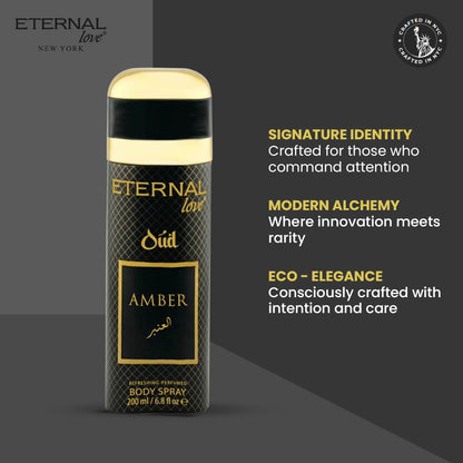 Eternal Love Amber Oud - Long Lasting Unisex Eau de Parfum - Warm Woody Oriental Fragrance with Oud & Amber - Dubai Inspired Arabic Scent - 3.4oz