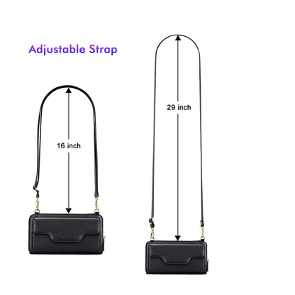 nuoku Small Purse for Women, RFID Blocking Wristlet Wallet, Crossbody Clutch with Cell Phone Pocket black