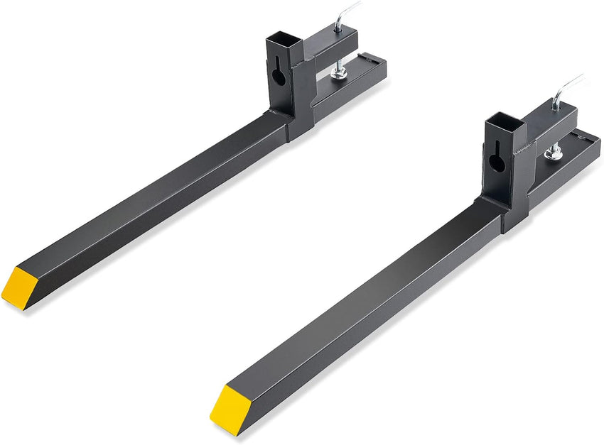 VEVOR Pallet Forks, 4000 lbs Clamp on Pallet Forks, 60" Total Length Heavy Duty Pallet Forks with Adjustable Stabilizer Bar, Tractor Bucket Forks for Loader Bucket Skid Steer Tractor