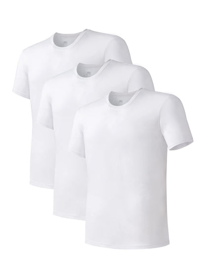 DAVID ARCHY Men's Undershirt Bamboo Rayon Moisture-Wicking Crewneck T-Shirts Stretch Tees for Men, 3 or 5 Pack