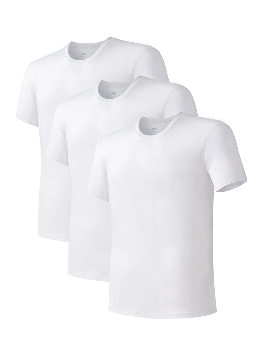 DAVID ARCHY Men's Undershirt Bamboo Rayon Moisture-Wicking Crewneck T-Shirts Stretch Tees for Men, 3 or 5 Pack