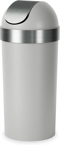 Umbra Venti Kitchen Trash Can with Swing Top Lid, Large 16-Gallon (62 L) Capacity, Grey