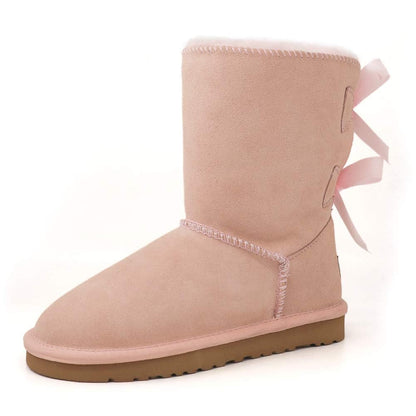 JOY IN LOVE Women's Snow Boots for Winter Mid-Calf high Back Bows