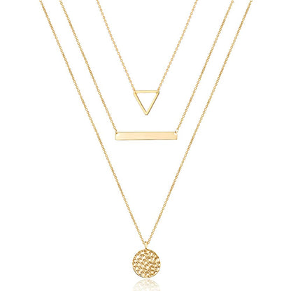Turandoss Dainty Layered Choker Necklace, Handmade Y Pendant Necklace Multilayer Bar Disc Necklace Adjustable Layering Choker Necklaces for Women