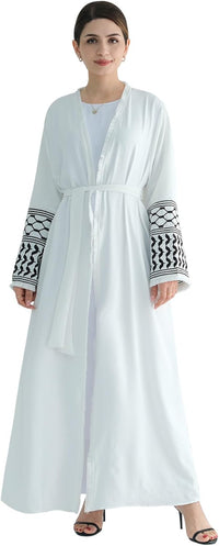 Women Abaya Muslim Prayer Dress Embroidered Sleeves Cardigan Kaftan Islamic Dubai Robe Casual Modest Abaya Dress