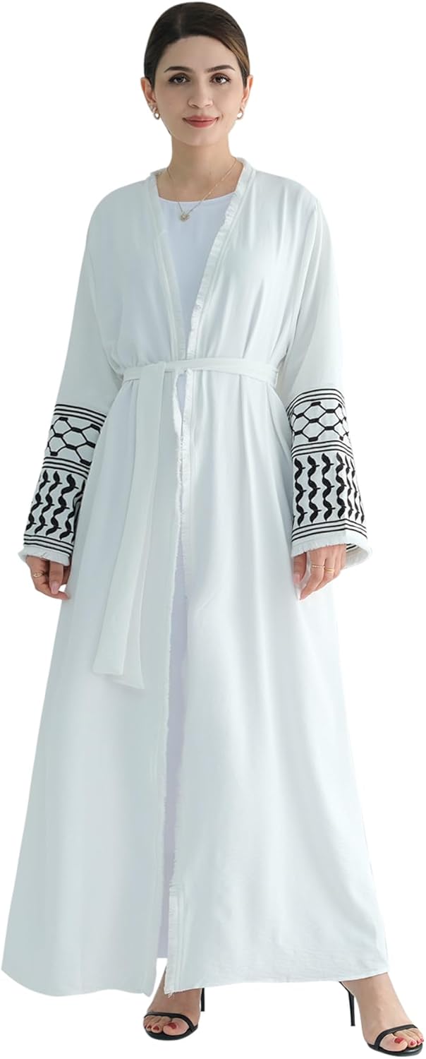 Women Abaya Muslim Prayer Dress Embroidered Sleeves Cardigan Kaftan Islamic Dubai Robe Casual Modest Abaya Dress