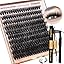 Focipeysa Eyelash Extension Kit, 200pcs 80D Mink Fur False Eyelashes, 10-18mm DIY Lash Clusters, Matte Black, Vegan, Cruelty Free, Includes Lash Bond & Remover, Tweezers