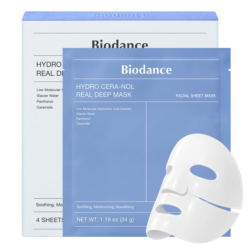 BIODANCE Bio-Collagen Real Deep Mask, Hydrating Overnight Hydrogel Mask, Pore Minimizing, Elasticity, Plumping Improvement, Korean Skin Care, Valentines Day Gifts for Her | 1.19oz(34g) x 4ea