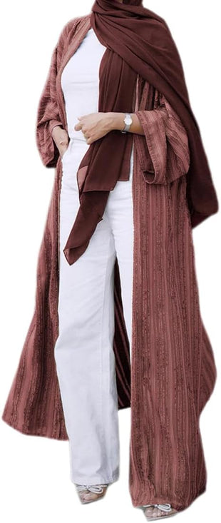 Womens Muslim Kimono Abaya Solid Striped Retro Ethnic Cardigan Robe Dubai Middle Eastern Saudi Arabia Eid Clothes