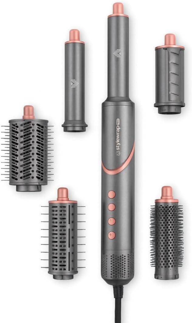 SRILabs StyleWrap Pro 7-in-1 Coanda Air Hair Multi Styler Dryer Brush with Negative Ions, Lighter and Foldable Design, Quiet Brushless Motor, Aviation-Grade Aluminum, Memory Function