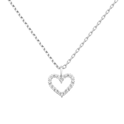 PAVOI 14K Gold Plated Cubic Zirconia Heart Necklace | Cute Dainty Love Pendant Necklaces for Women - Valentines Day Trendy Jewelry