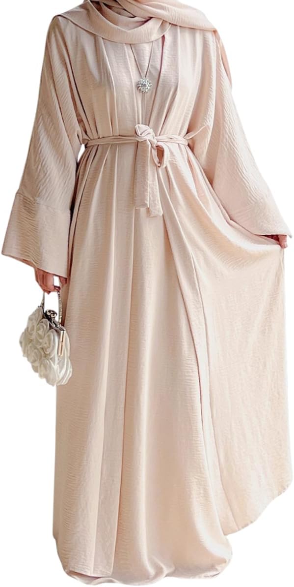 2PCS Women's Muslim Dresses Abaya Islamic Dubai Prayer Dress Robe Long Cardigan Maxi Dress