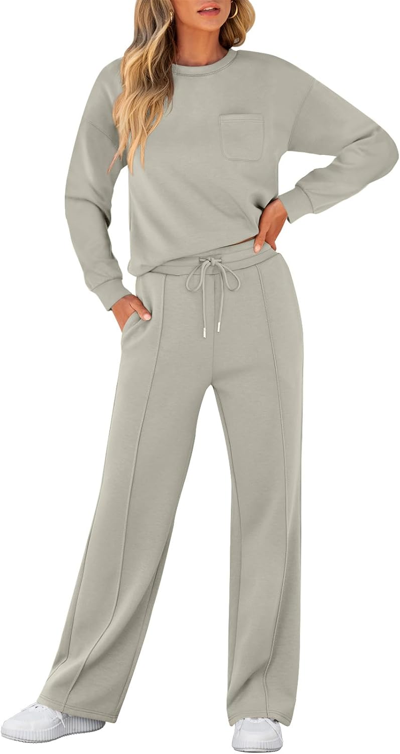 ANRABESS Women 2 Piece Set Long Sleeve Sweatsuit Sweatpants Tracksuit Sweat Casual Matching 2025 Travel Fall Trendy Outfits