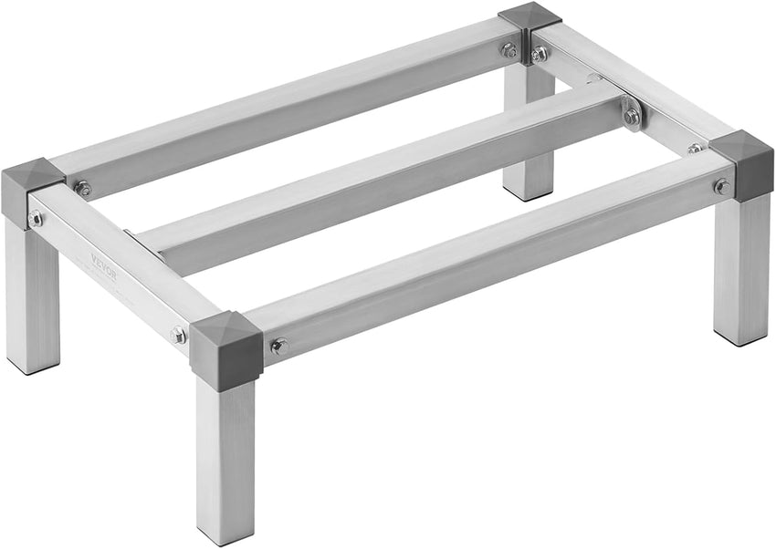 VEVOR Aluminum Dunnage Rack, 48” x 20” Commercial Food Floor Rack, 12” Off the Floor, 1000 lbs Capacity All-Welded Aluminum Storage Rack, for Storage in Restaurants, Kitchens, Garages and Vehicles