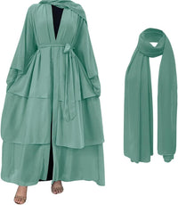 Abayas for Women Muslim Dubai Dress Solid Loose Fit Long Cardigan Islamic Kaftan Robe Open Front Maxi Length