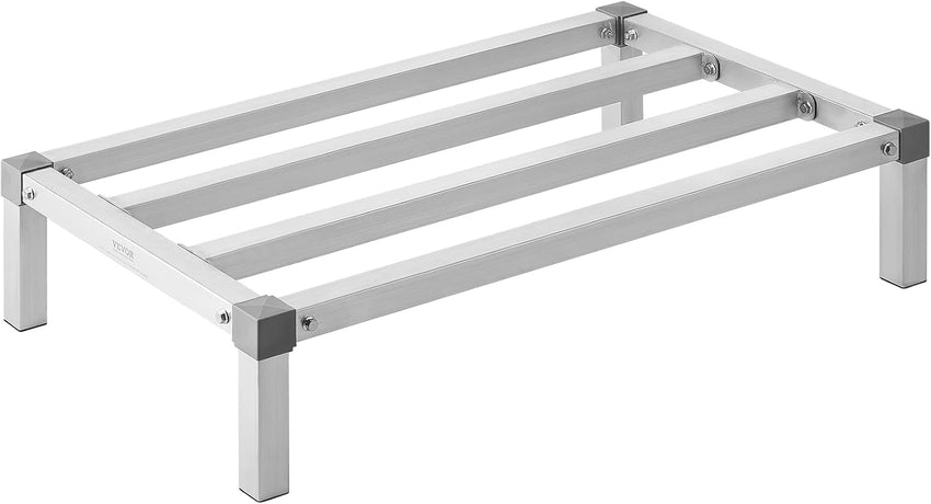 VEVOR Aluminum Dunnage Rack, 48” x 20” Commercial Food Floor Rack, 12” Off the Floor, 1000 lbs Capacity All-Welded Aluminum Storage Rack, for Storage in Restaurants, Kitchens, Garages and Vehicles