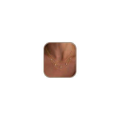 Layered Necklaces for Women, Dainty 14K Gold Plated Circle Peadant Chain Necklace Set Simple Paperclip Stacked Necklaces for Women Trendy Gold Jewelry