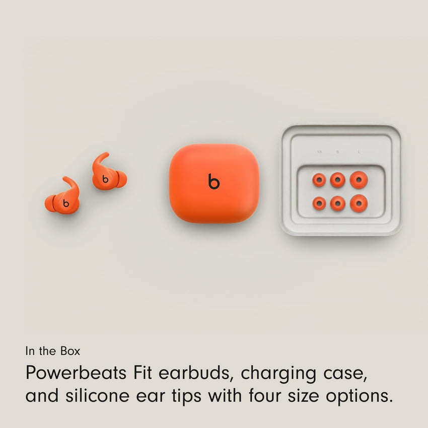 Beats - Powerbeats Fit - Wireless Noise-Cancelling Workout Earbuds with Ultimate Secure Fit, IPX4, Up to 30H of Battery Life & Charging case, Compatible with Apple & Android - Spark Orange