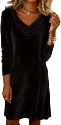 OSCORP Women’s Velvet Cowl Neck Mini Dress – Long Sleeve Party Cocktail Dress for Fall Winter 2025