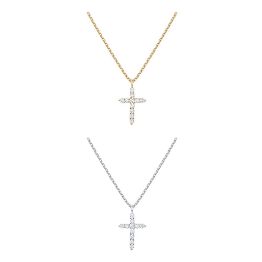 PAVOI 14K Gold Plated Cubic Zirconia Cross Necklace for Women | Cross Faith Pendant Necklaces