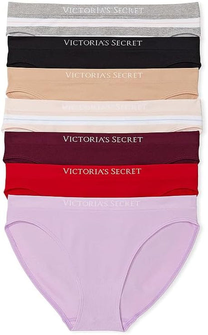 Victoria's Secret Women's Seamless Bikini Underwear, Moderate Coverage Panties for Women, Multi Pack (XS-XXL)
