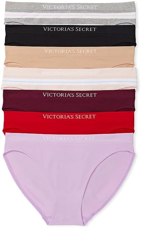 Victoria's Secret Women's Seamless Bikini Underwear, Moderate Coverage Panties for Women, Multi Pack (XS-XXL)