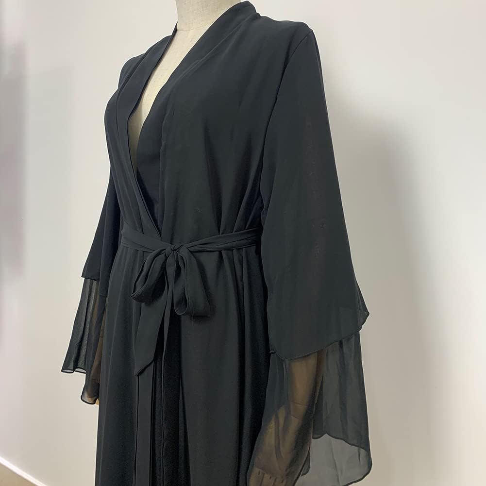 Abayas for Women Muslim Dubai Dress Solid Loose Fit Long Cardigan Islamic Kaftan Robe Open Front Maxi Length