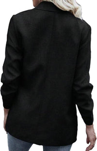 Mina Self Woman Blazer Ruched Sleeve Lapel Open Front Lightweight Work Office Blazer Jackets with Pockets