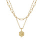 M MOOHAM Dainty Initial Necklaces for Women, 14K-Gold-Plated Layering Necklace for Women Cute Hexagon Letter Initial Necklace Layered Necklaces for Womens Teen Girl Gifts