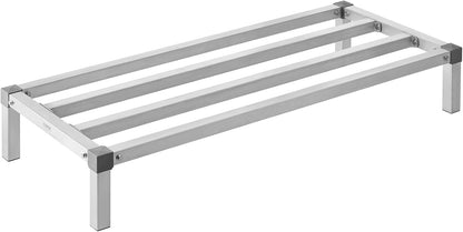 VEVOR Aluminum Dunnage Rack, 48” x 20” Commercial Food Floor Rack, 12” Off the Floor, 1000 lbs Capacity All-Welded Aluminum Storage Rack, for Storage in Restaurants, Kitchens, Garages and Vehicles