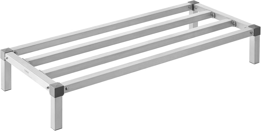 VEVOR Aluminum Dunnage Rack, 48” x 20” Commercial Food Floor Rack, 12” Off the Floor, 1000 lbs Capacity All-Welded Aluminum Storage Rack, for Storage in Restaurants, Kitchens, Garages and Vehicles