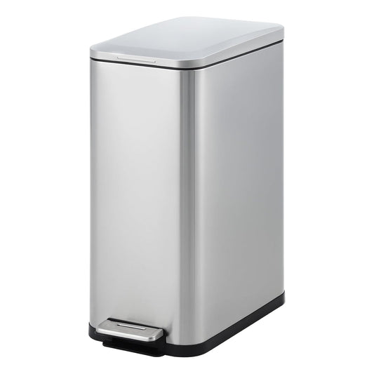 Garvee 13 gal Kitchen Trash Can, Stainless Steel Step Garbage Bin with Soft-Close Lid & Removable Bucket, Fingerprint Proof, Slim for Narrow Spaces, Bathroom or Office
