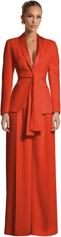 Pant Suits for Women Dressy Casual 2 Piece Womens Suit with Belt Elegant Womens Suits for Wedding Guest Prom